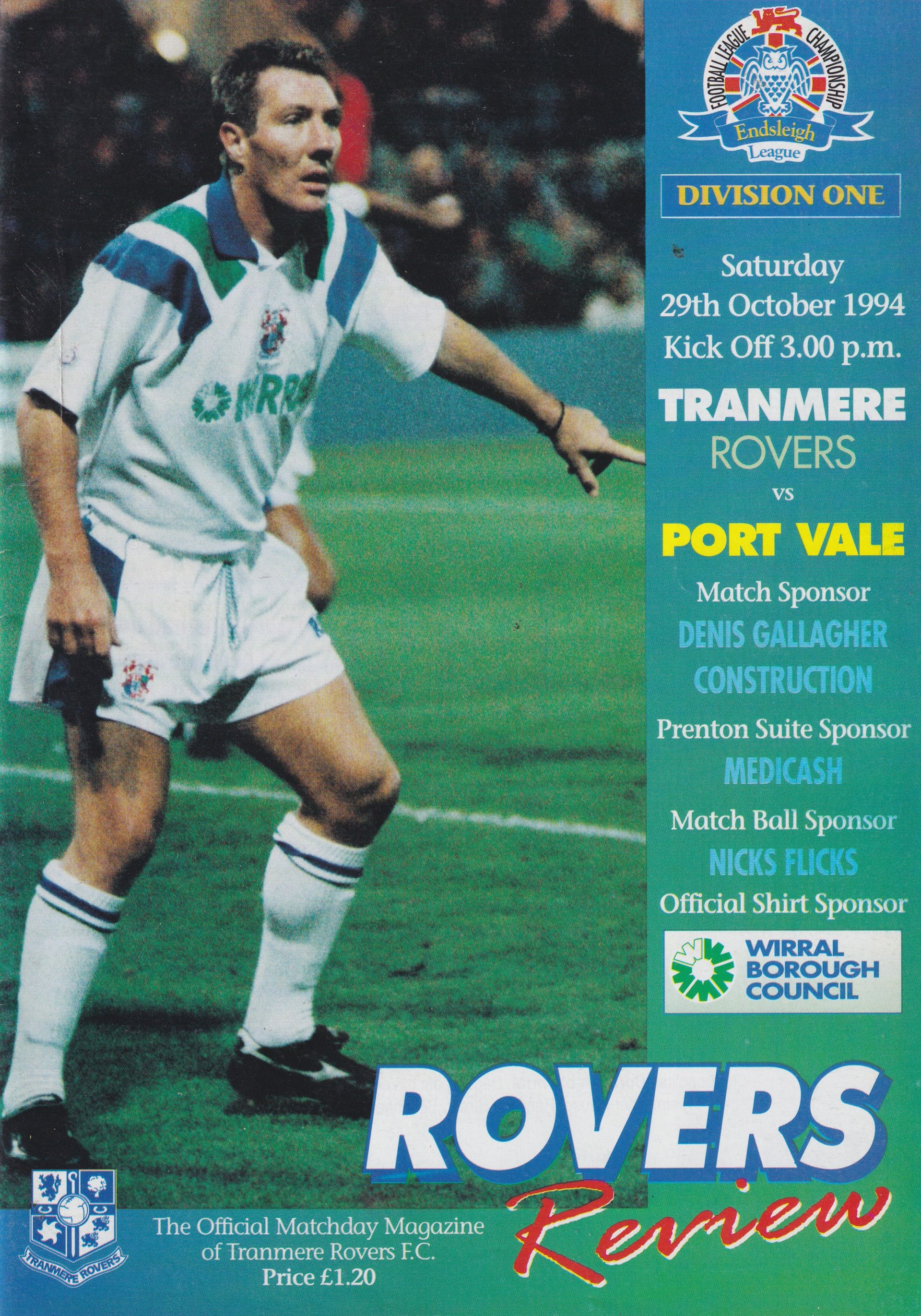 Tranmere Rovers v Port Vale match programme